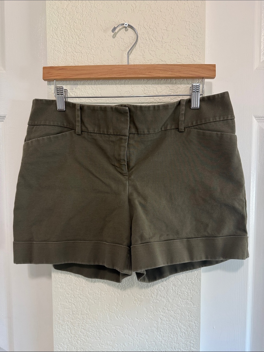 The Limited Olive Green Cuffed Women's Bermuda Shorts